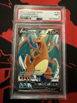 Pokemon 2022 Sword & Shield Brilliant Stars #153 FA/Charizard v PSA 9 - Image 2