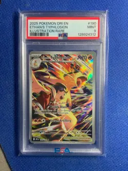 2025 POKEMON DRI EN-DESTINED RIVALS ILLUSTRATION RARE ETHAN'S TYPHLOSION PSA 9 - Image 1