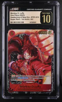 One Piece Monkey D. Luffy Alt Art OP05-012 Awakening New Era CGC PRISTINE 10 - Image 1