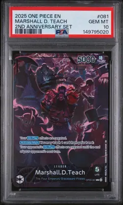 2025 ONE PIECE ENGLISH 2ND ANNIVERSARY SET OP09-081 MARSHALL D. TEACH PSA 10 - Image 1