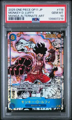 2025 ONE PIECE JPN A FIST OF DIVINE SPEED MANGA ALT ART MONKEY D. LUFFY PSA 10 - Image 1