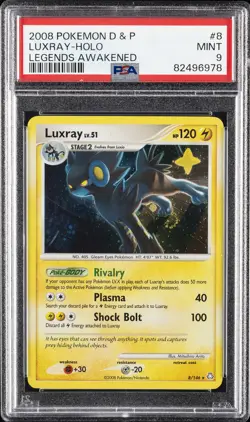 2008 POKEMON DIAMOND & PEARL LEGENDS AWAKENED #8 LUXRAY-HOLO PSA 9 - Image 1