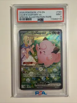 Pokemon TCG Lillie's Clefairy ex 184/159 Journey Special Illustration PSA 9 - Image 1