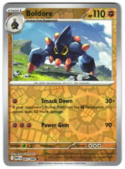 Boldore 047/086 NM Reverse Holo SV: White Flare Pokemon TCG - Image 1