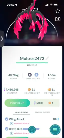Pokemon Go Legendary Galerian Moltres ( Normal ) - Image 1
