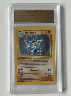 Pokemon Karte Machomei Holo 1. Edition 8/102 Base Set Deutsch German GSG/PSA 5.5 - Image 1