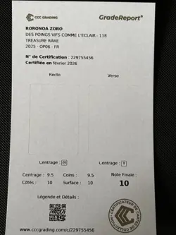 Carte One Piece FR - Roronoa Zoro OP06-118 TR - Gradee 10 CCC Grading - Image 3