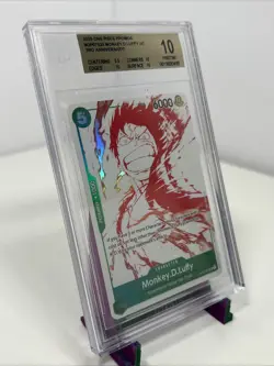 BGS Pristine 10 Monkey D. Luffy OP07-033 Promo Card 3rd Anniversary Treasure - Image 2