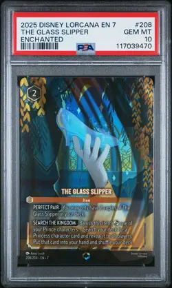 2025 DISNEY LORCANA EN 7-ARCHAZIA'S ISLAND ENCHANTED THE GLASS SLIPPER PSA 10 - Image 1