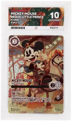2025 DISNEY LORCANA EN 9-FABLED ICONIC MICKEY MOUSE - BRAVE LITTLE PRINCE ACE 10 - Image 1