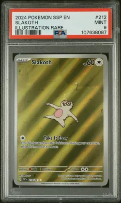 2024 POKEMON SSP EN-SURGING SPARKS ILLUSTRATION RARE #212 SLAKOTH PSA 9 - Image 1