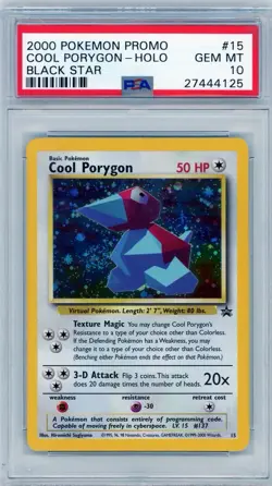 2000 Pokemon Cool Porygon Black Star Holo Promo #15 PSA 10 Gem Mint - Image 1