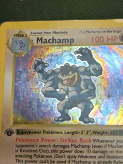 Pokemon Base Set 1st Edition SHADOWLESS Machamp Holo 8/102 - Rare 1999 Date - Image 2