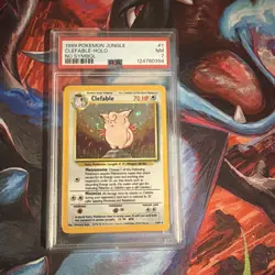 PSA 7 Near Mint Clefable HOLO NO SYMBOL ERROR Pokemon Jungle WOTC 1999 1/64 - Image 1