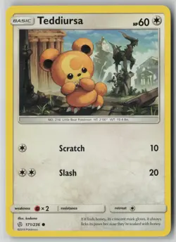 Teddiursa 171/236 Pokemon Cosmic Eclipse Common Near Mint Card (NM) 1 - Image 1