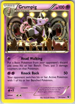 Grumpig 31/124 Rare Regular Card XY - Fates Collide Pokemon TCG NM - Image 1