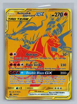 Pokemon Sun & Moon Reshiram & Charizard GX Tag Team SM247 Standard Size - Image 1