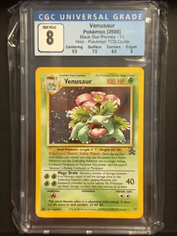 Pokemon TCG Venusaur Black Star Promo Holo Swirl CGC 8 With Subgrades - Image 1