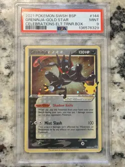 2021 POKEMON SWSH PROMO CELEBRATIONS ETB #144 GRENINJA-GOLD STAR PSA 9 - Image 1