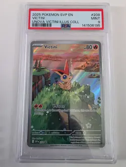 2025 Pokemon SVP En Victini - UNOVA VICTINI ILLUS COLL #208 —PSA 9 - Image 1
