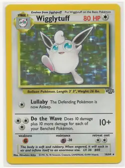 Pokemon TCG Wigglytuff 16/64 Jungle Holo Rare Unlimited English 1999 Vintage - Image 1