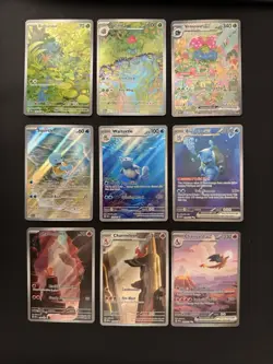 Charizard Ex Venusaur Ex Blastoise Pokemon 151 Complete Starter Evolution Set - Image 1