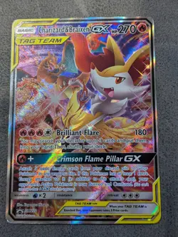 Pokemon TCG Charizard & Braixen GX Black Star Promo SM230 Holo - Image 1