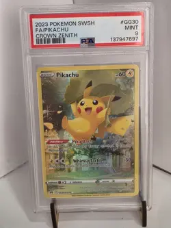 2023 POKEMON SWORD & SHIELD CROWN ZENITH #GG30 FULL ART/PIKACHU PSA 9 - Image 1