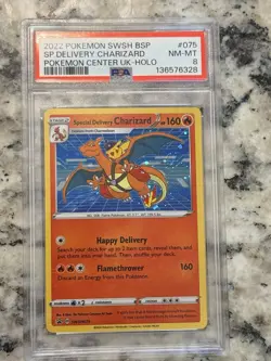 Pokemon PSA 8 Special Delivery Charizard Promo 2022 SWSH075 PM. Center UK ENG - Image 1