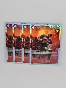 4X Roronoa Zoro SR ST21-015 SR One Piece TCG Gear 5 EX Deck Foil English Playset - Image 1