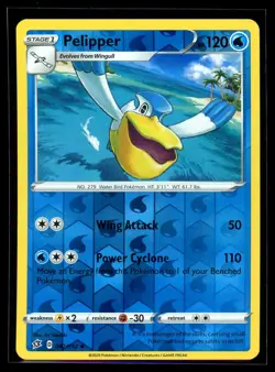 2020 Sword & Shield - Rebel Clash Pelipper Reverse Holo Pokemon Card #42 - Image 1