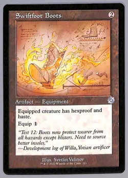 Swiftfoot Boots - Schematic - Retro Frame - 121 - The Brothers' War (BRR) MTG - Image 1