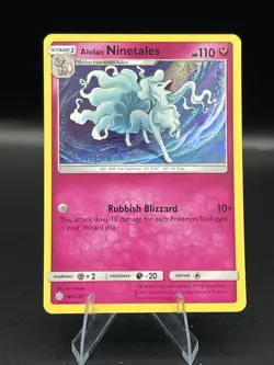 (NM) Alolan Ninetales 145/236 Holo Cosmic Eclipse Rare Pokemon TCG Card 317b-7 - Image 1