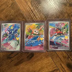 Pokemon TCG First Partner Illustration Collection Popplio 45 Litten 44 rowlet 43 - Image 1