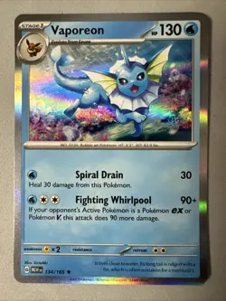 Pokemon TCG * Scarlet & Violet 151 * 134/165 Vaporeon Rare * HOLO * Fresh Pack - Image 1