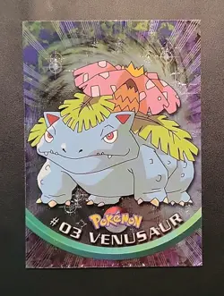 MP! HOLO FOIL Topps Pokemon Series 1 Venusaur #03 Black Logo TARGETS - Image 1