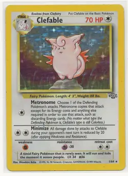 Pokemon TCG Clefable Jungle 1/64 Holo Rare Unlimited WOTC - Image 1