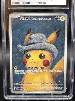 Pokemon x Van Gogh Pikachu with Grey Felt Hat CGC 10 Gem Mint - Image 3