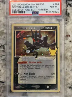 ✨Amazing SWIRL Greninja Gold Star SWSH144 PSA 8 Celebrations Promo Pokemon TCG - Image 1