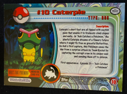 Pokemon TOPPS #10 Caterpie Non-Holo Black Logo RARE TV Animation Edition LP - Image 2