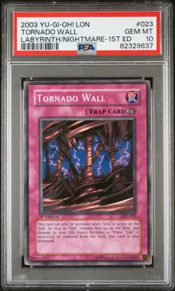 YuGiOh Tornado Wall LON-023 Labyrinth of Nightmare 1st Edition PSA 10 Gem Mint - Image 1