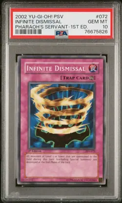 YuGiOh Infinite Dismissal PSV-072 Pharaoh's Servant 1st Edition PSA 10 Gem Mint - Image 1