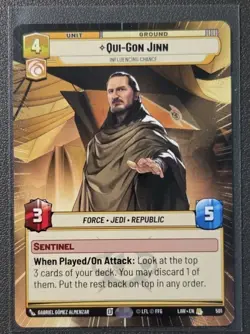 Star Wars Unlimited Qui-gon Jinn LAW Hyperspace 501 RARE Card - Lawless Time - Image 1