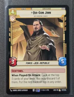 Star Wars Unlimited Qui-gon Jinn LAW 237/264 RARE Card - Lawless Time - Image 1