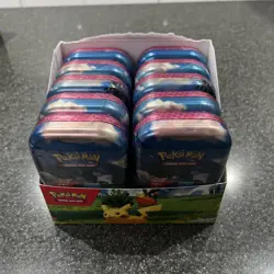 10x Pokemon TCG Ascended Heroes Mini Tins Sealed - With Display Case (Unsealed) - Image 1