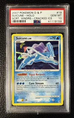 2007 Pokemon Diamond & Pearl Secret Wonders 19 Suicune Cracked Ice Holo PSA 10 - Image 1
