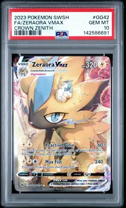 2023 POKEMON SWORD AND SHIELD CROWN ZENITHFULL ART/ZERAORA VMAX GG42 PSA 10 - Image 1