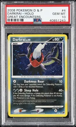 2008 POKEMON DIAMOND & PEARL GREAT ENCOUNTERS #4 DARKRAI-HOLO PSA 10 - Image 1
