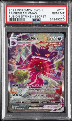 2021 POKEMON SWORD & SHIELD FUSION STRIKE SECRET FULL ART/GENGAR VMAX PSA 10 - Image 1