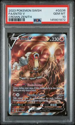 2023 POKEMON SWORD & SHIELD CROWN ZENITH #GG36 FULL ART/ENTEI V PSA 10 - Image 1